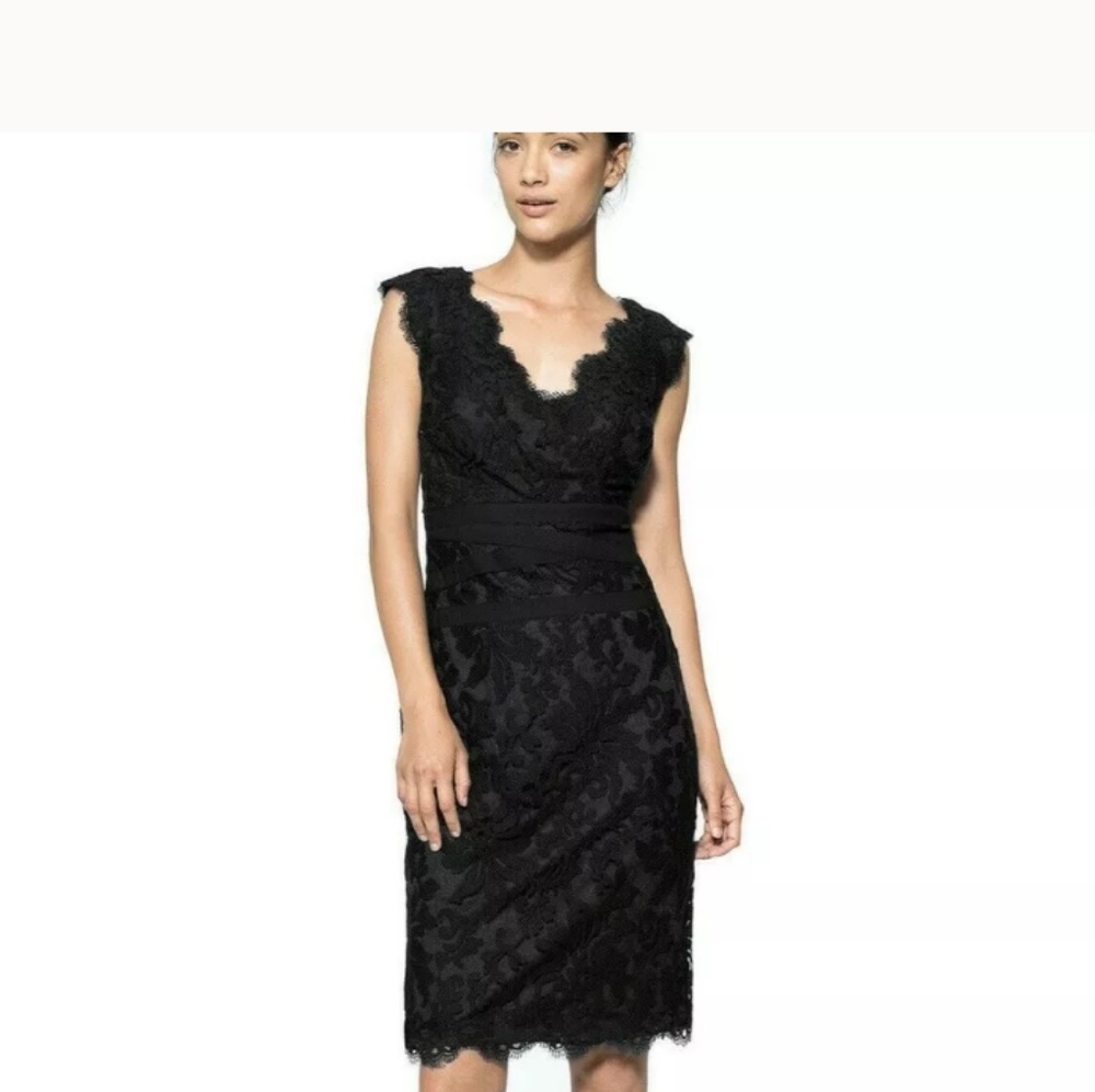 Tadashi Shoji Embroidered Lace black dress